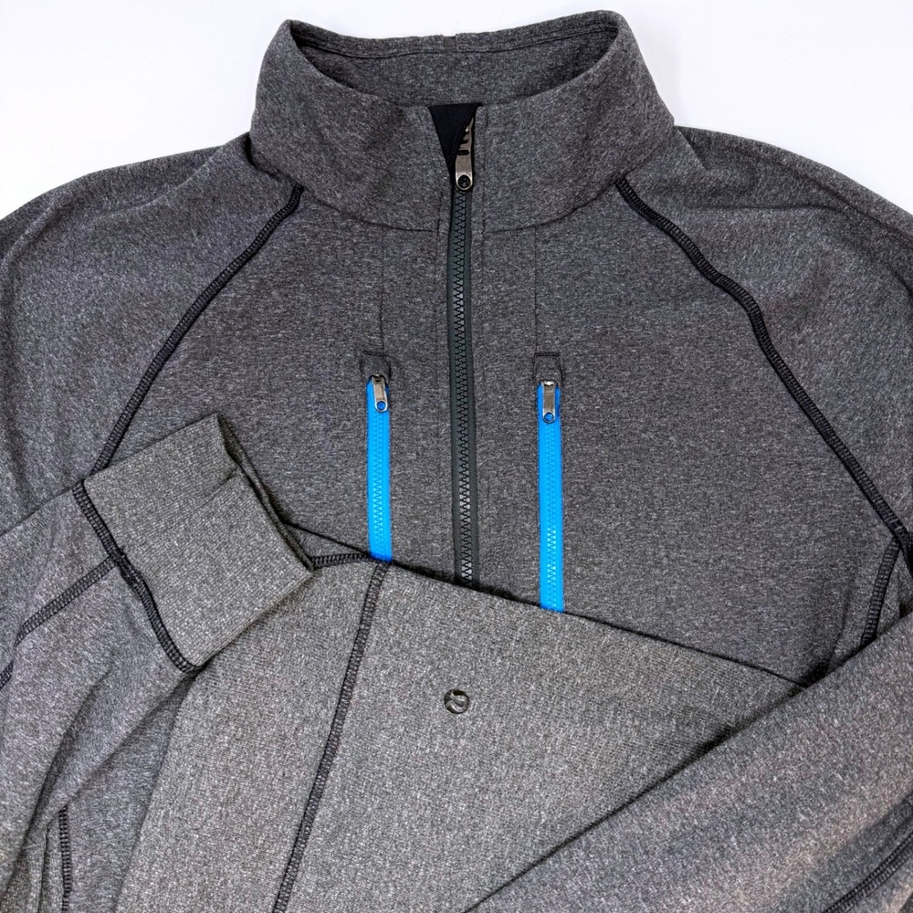 Lululemon‎ Mens Post Game Full Zip Jacket Gray Blue Pockets Size Large